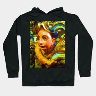 baroque sculpture of colored angel Hoodie